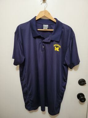 Knights Apparel Navy Polo with Yellow Michigan M